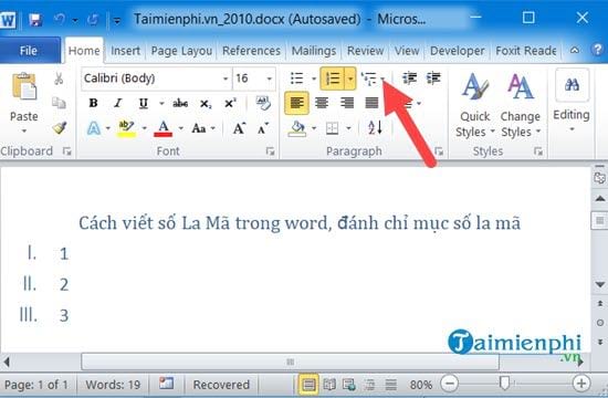 Hướng dẫn cách sử dụng số La Mã trong Word và đánh chỉ mục số La Mã
