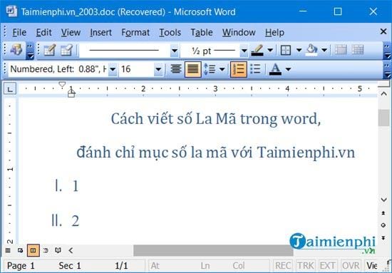 Hướng dẫn cách sử dụng số La Mã trong Word và đánh chỉ mục số La Mã