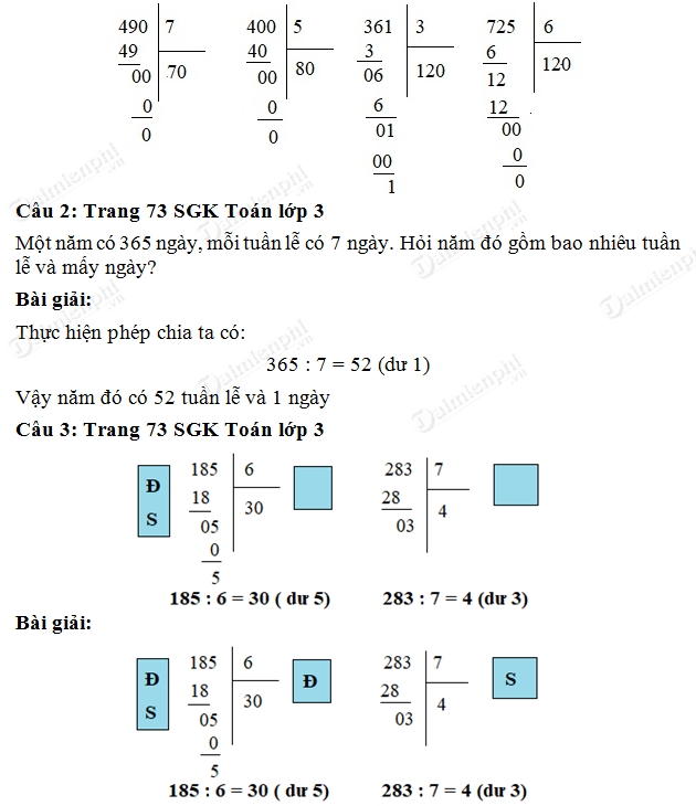 Cách Giải Toán Lớp 3 Trang 73: Hướng Dẫn Chi Tiết Và Đầy Đủ