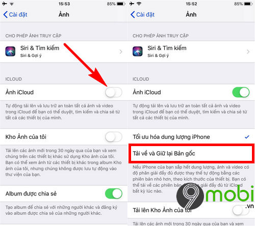 Cách đồng bộ ảnh từ iCloud về iPhone