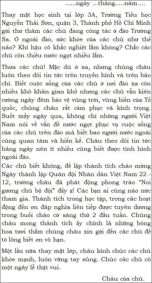 5 mô hình văn thư gửi chú bộ đội