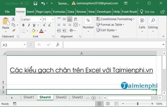 Hướng dẫn Sử dụng các Kiểu Gạch Chân trong Excel