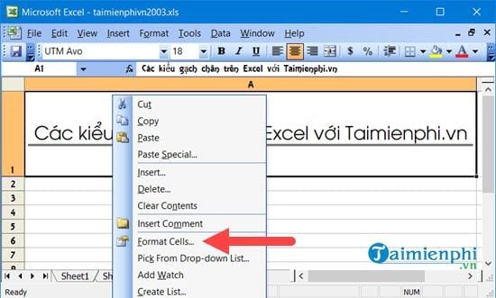 Hướng dẫn Sử dụng các Kiểu Gạch Chân trong Excel