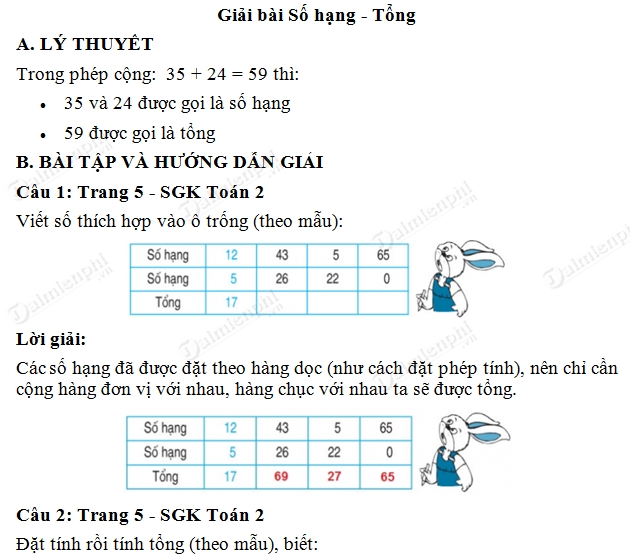 Bài tập về số hạng tổng lớp 2: Giới thiệu và Hướng dẫn Chi Tiết