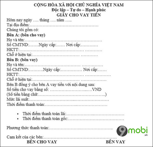  Mẫu giấy vay tiền, giấy nợ viết tay, và đánh máy theo quy định pháp luật 