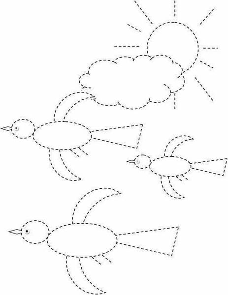 Bộ tranh nét đứt để bé rèn kỹ năng vẽ và tô màu