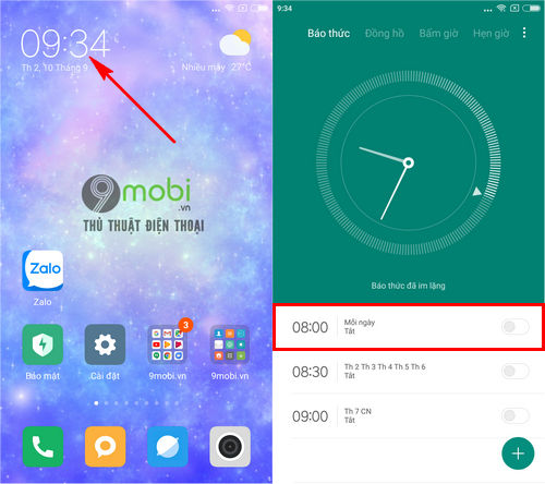 Hướng dẫn đặt hẹn giờ báo thức trên điện thoại Android