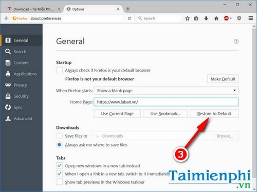 Cách loại bỏ laban.vn khỏi trình duyệt Firefox