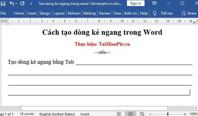 Bí quyết tạo đường kẻ ngang trong Word