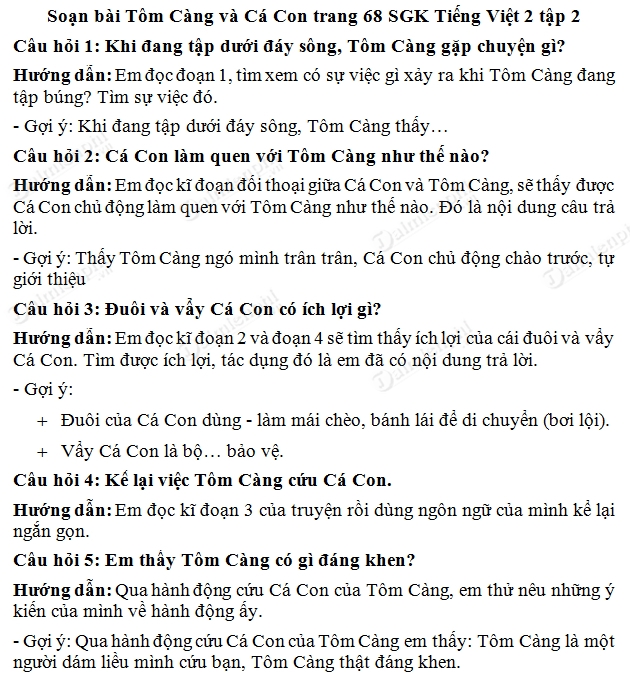 Bài Tập Đọc Tôm Càng và Cá Con: Khám Phá Thế Giới Dưới Nước