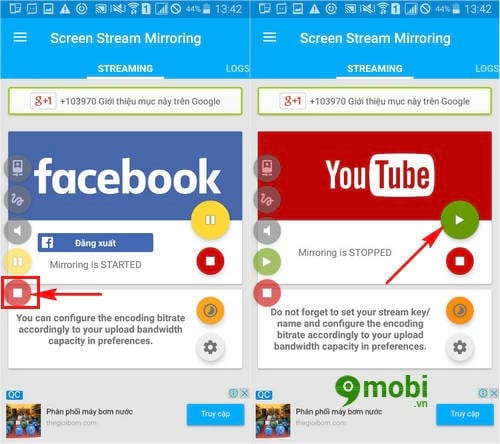 Hướng dẫn live stream màn hình điện thoại Android lên Facebook, Youtube