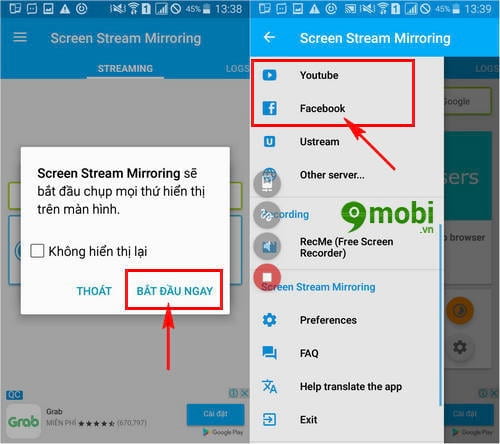 Hướng dẫn live stream màn hình điện thoại Android lên Facebook, Youtube