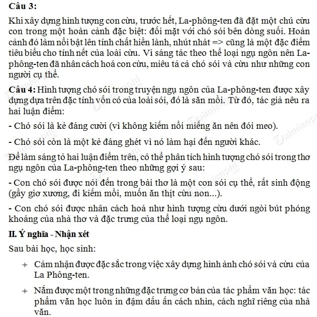 Soạn bài Chó sói và cừu trong thơ ngụ ngôn của La-phông-ten, Môn Ngữ ...