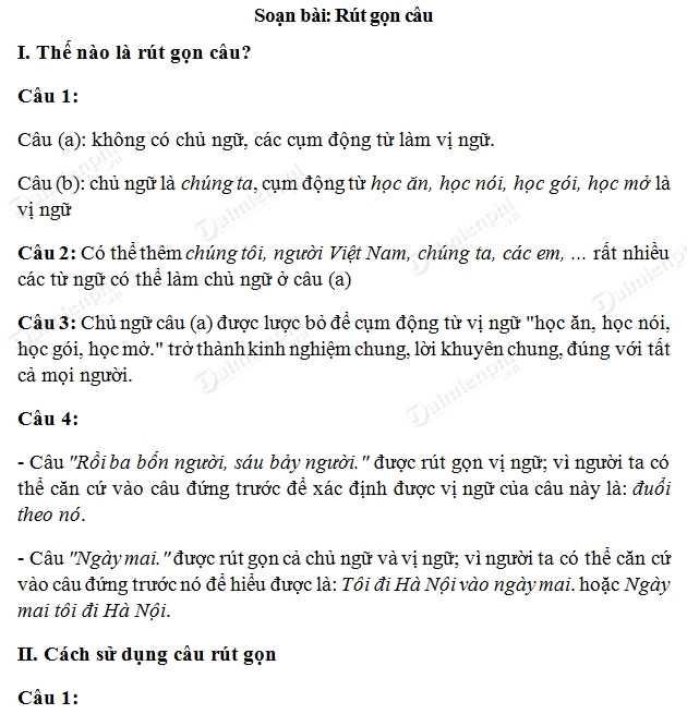 Câu Rút Gọn Vị Ngữ: Khám Phá Khái Niệm, Cách Sử Dụng và Ví Dụ Chi Tiết