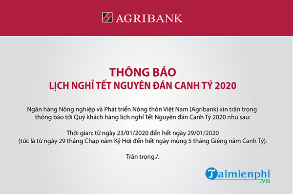 Lịch nghỉ Tết của Techcombank, Agribank, Vietcombank, BIDV, ....