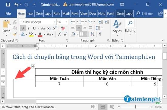 Bí Quyết Di Chuyển Bảng Trong Word