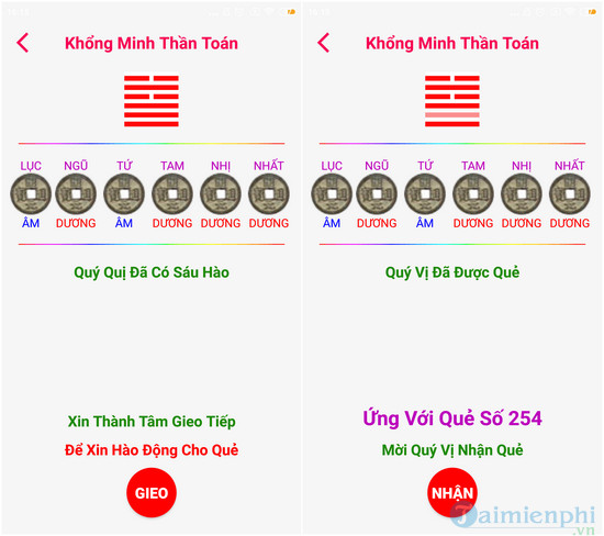 Ứng dụng Xem Bói Khổng Minh Thần Toán trên điện thoại di động