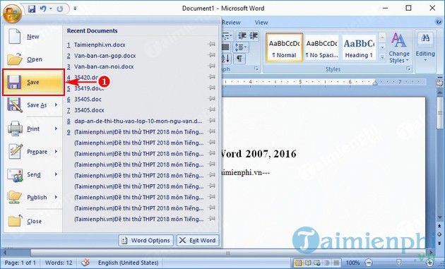 Phương pháp lưu file trên Word 2007 và Word 2016