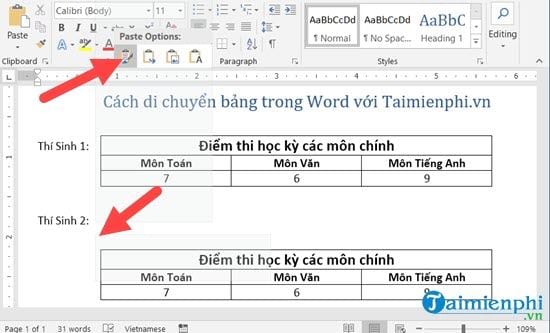 Bí Quyết Di Chuyển Bảng Trong Word