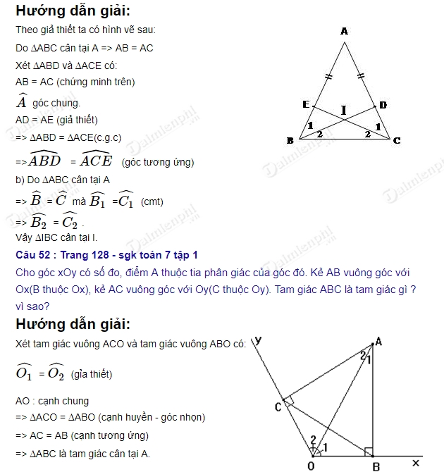 Tam giác trong toán học lớp 7