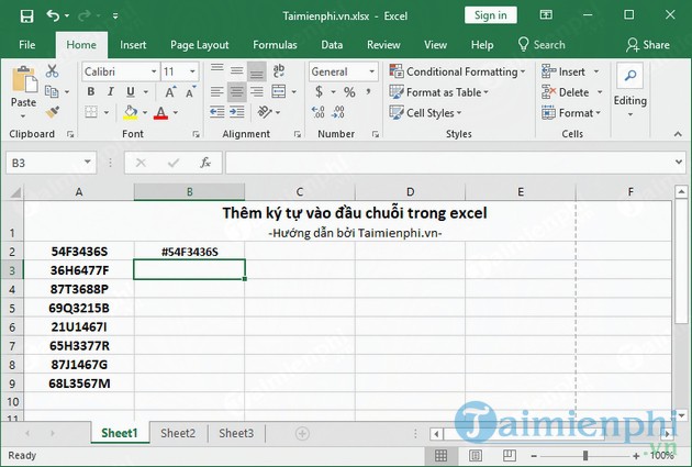 Kỹ thuật thêm ký tự vào đầu chuỗi trong Excel