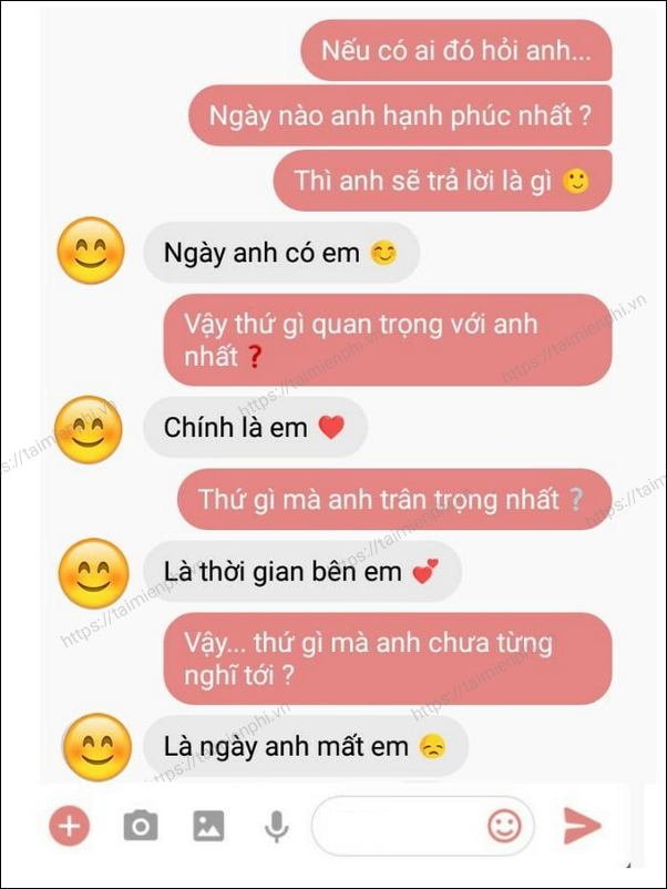 Những tin nhắn tình cảm dành cho chàng