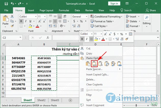 Kỹ thuật thêm ký tự vào đầu chuỗi trong Excel