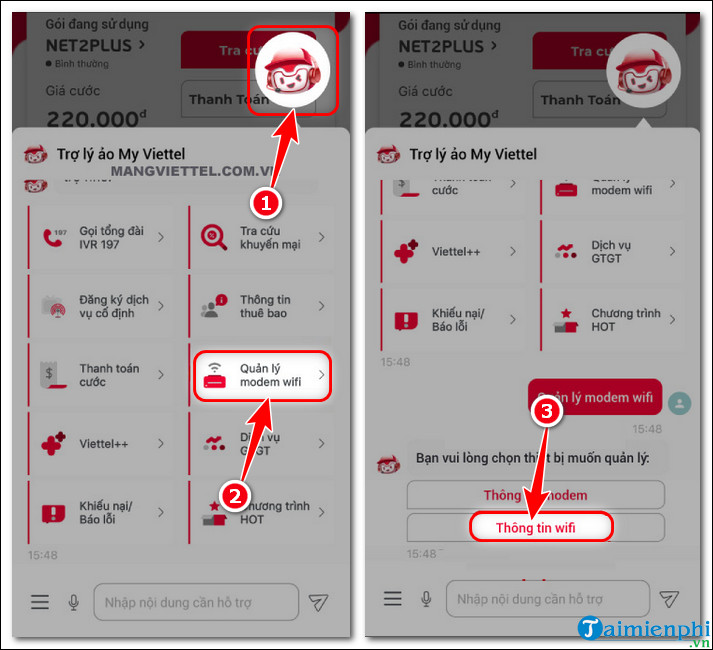 Cách thay đổi mật khẩu wifi trên ứng dụng My Viettel từ điện thoại di động