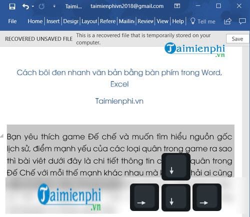 Mẹo bôi đen văn bản nhanh trong Word và Excel