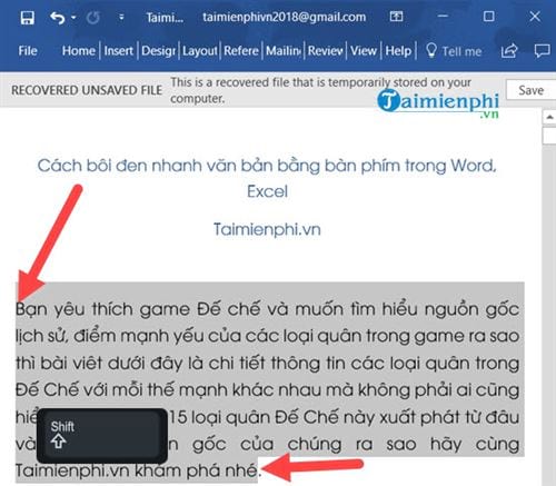 Mẹo bôi đen văn bản nhanh trong Word và Excel