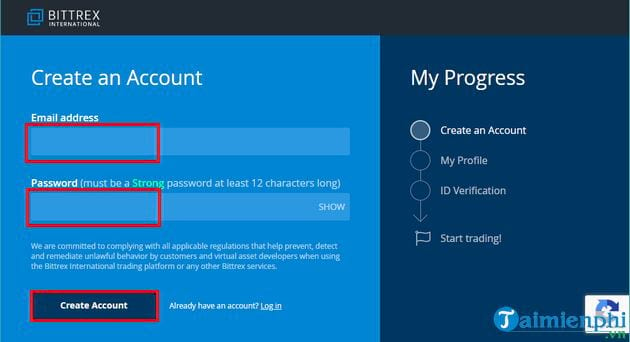 Hướng dẫn đăng ký, tạo tài khoản trên Bittrex