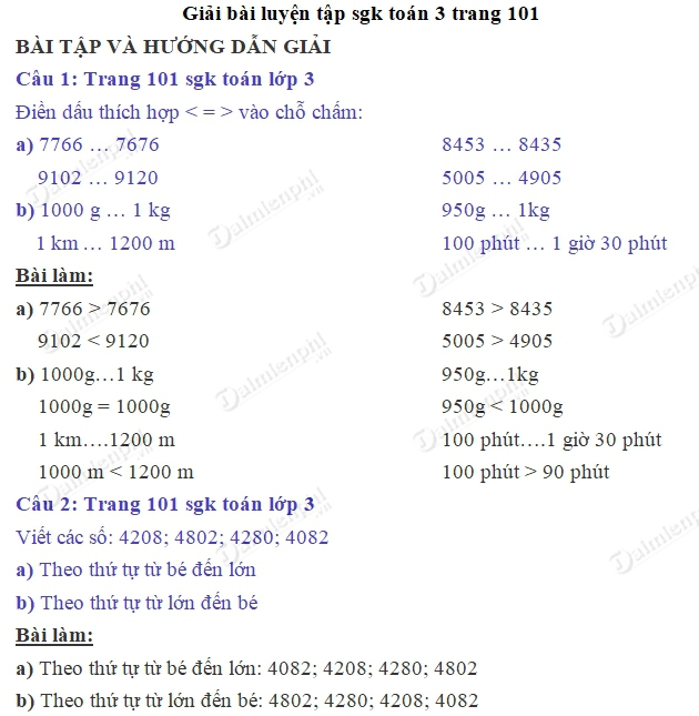 Giải Sách Toán Lớp 4 Trang 101: Hướng Dẫn Chi Tiết và Đầy Đủ Nhất