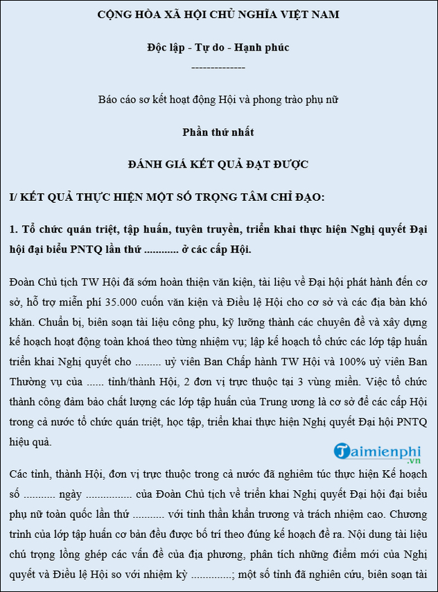 4 mẫu báo cáo tổng kết công tác chi hội phụ nữ thôn vào cuối năm trong thời kỳ mới nhất