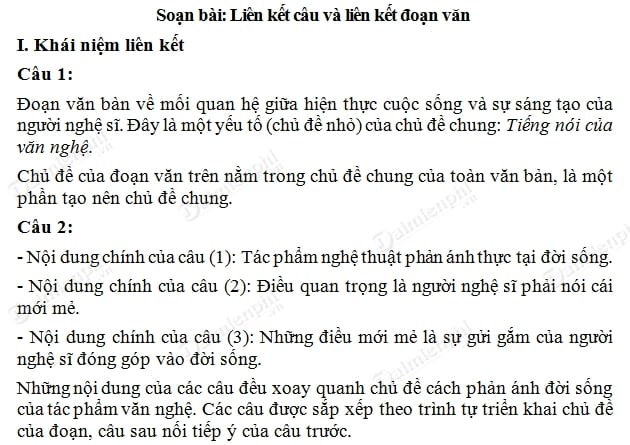 Soạn Văn Bài Liên Kết Đoạn Văn Trong Văn Bản