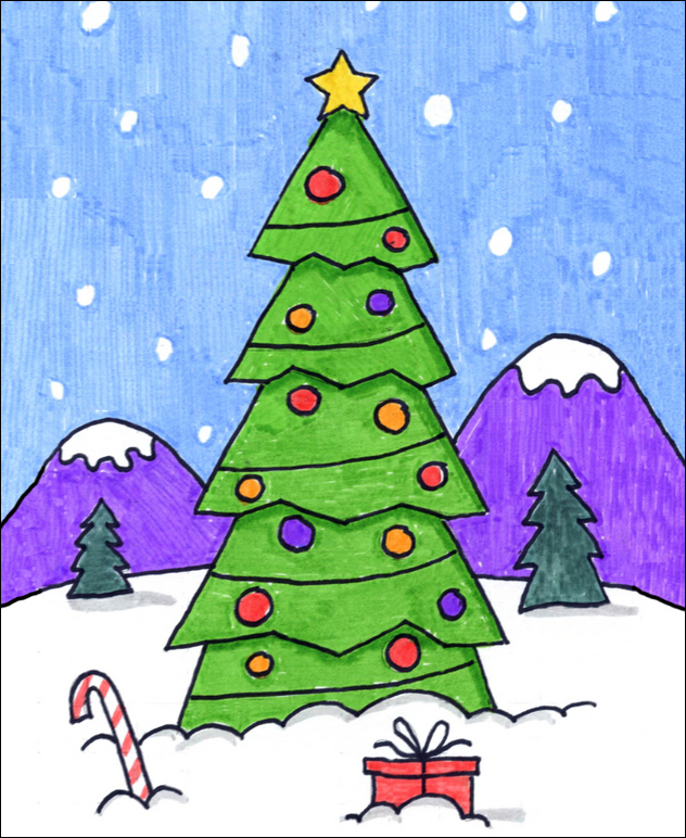 3 Phong cách vẽ cây thông Noel đơn giản nhưng tuyệt đẹp