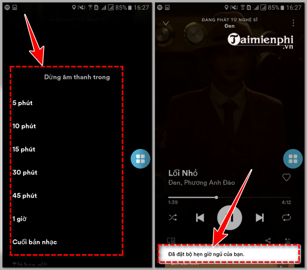 Thủ thuật hẹn giờ tắt nhạc Spotify cho Android, iPhone