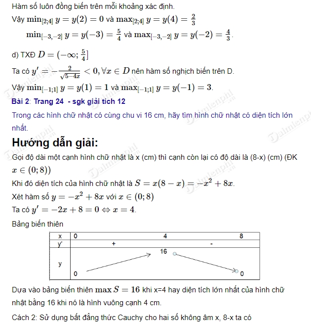 Bài 4 Trang 24 SGK Giải Tích 12: Giải Chi Tiết và Hướng Dẫn