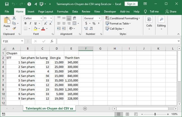 Hướng dẫn cách chuyển đổi từ CSV sang Excel