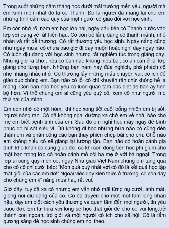 Tập Làm Văn Tả Cô Giáo Cũ - Những Bài Viết Hay Nhất