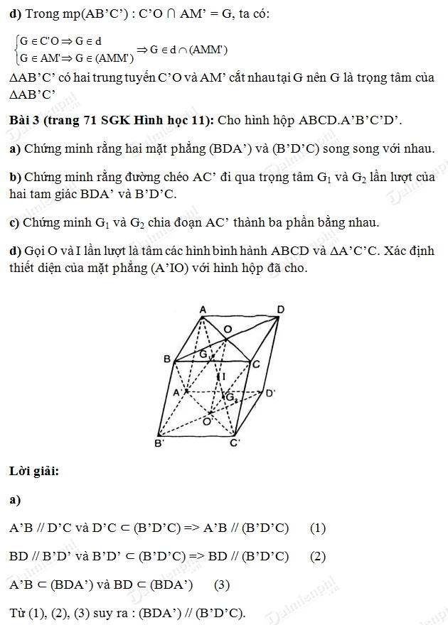 Bài 1 SGK Toán 11 Trang 71 - Hướng Dẫn Chi Tiết và Lời Giải