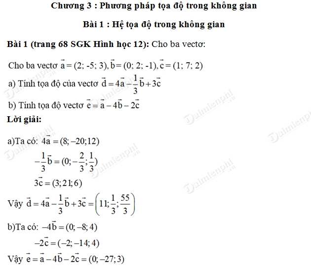 Bài 1 trang 68 Toán 12 Hình học: Giải chi tiết và hướng dẫn đầy đủ