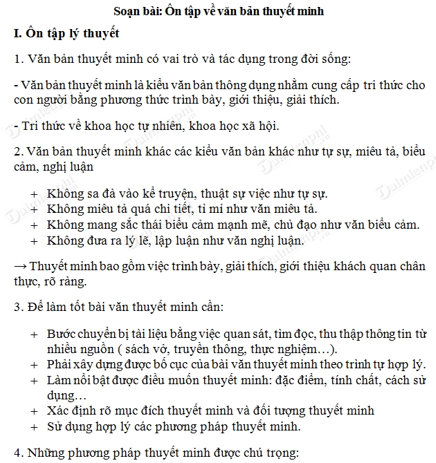 Ôn tập về văn bản thuyết minh: Chiến lược và phương pháp hiệu quả