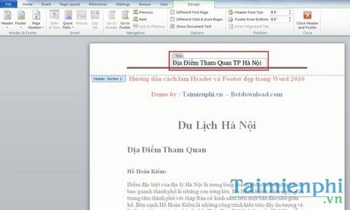 Bí quyết tạo Header và Footer đẹp trong Word 2010