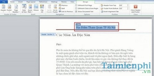 Bí quyết tạo Header và Footer đẹp trong Word 2010