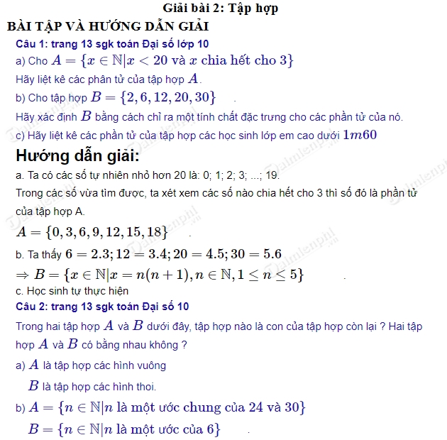 Giải Bài Tập Toán Lớp 10 - Bí Quyết Học Tốt và Đạt Điểm Cao