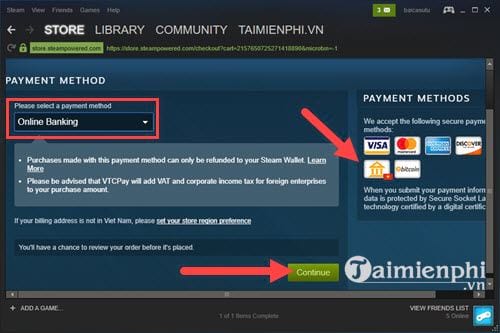 Hướng dẫn nạp tiền lên Steam bằng thẻ ngân hàng ở Việt Nam