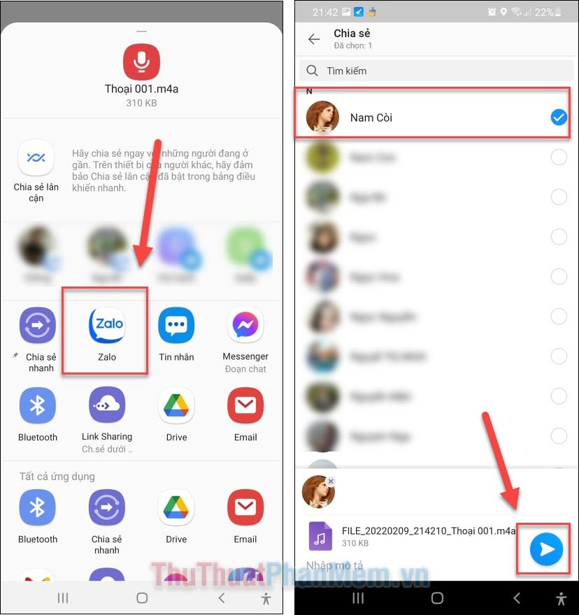 Gửi file ghi -m qua Zalo trên điện thoại dễ dàng