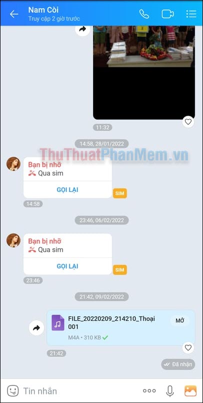 Gửi file ghi -m qua Zalo trên điện thoại dễ dàng