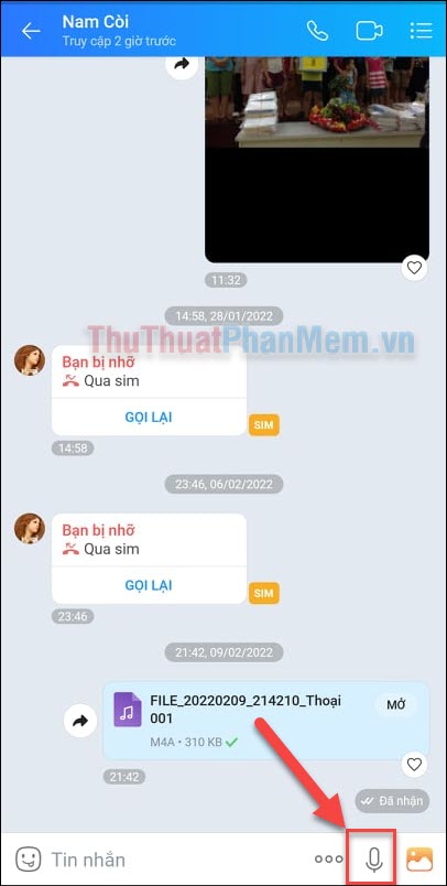 Gửi file ghi -m qua Zalo trên điện thoại dễ dàng