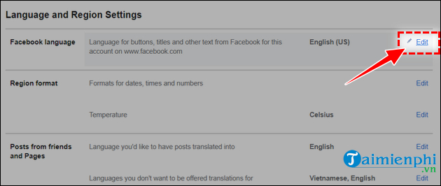 Hướng dẫn chuyển đổi ngôn ngữ Facebook sang tiếng Việt trên máy tính